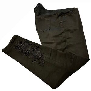 Jessica London 20W Black Jeans Sequins Stretch Ankle‎ Cropped Plus-Size